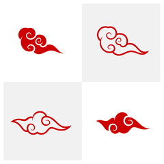 Set of Abstract Cloud logo design vector template, Chinese Cloud, Japan Cloud, Curl cloud ,Decoration cloud, cloud icon set