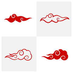 Set of Abstract Cloud logo design vector template, Chinese Cloud, Japan Cloud, Curl cloud ,Decoration cloud, cloud icon set