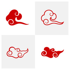 Set of Abstract Cloud logo design vector template, Chinese Cloud, Japan Cloud, Curl cloud ,Decoration cloud, cloud icon set