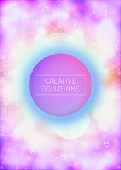 Purple cover with liquid neon shapes. Luminous fluid. Fluorescent background  with bauhaus gradient.