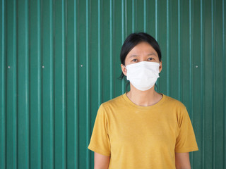 young woman in medical mask