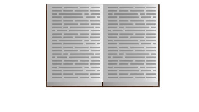 Book. Open book, animation with alpha channel enabled. Cartoon