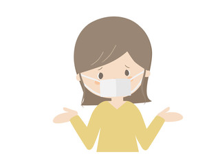 Woman wearing mask and saying she doesn't know.