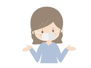 Woman wearing mask and saying she doesn't know.