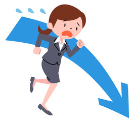 ビジネスウーマンと矢印