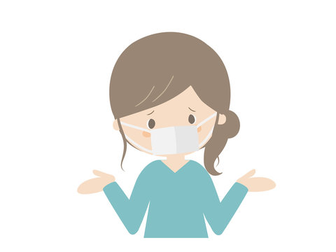 Woman wearing mask and saying she doesn't know.