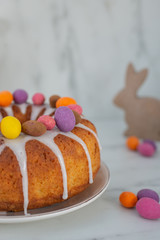 home made apple carrot sponge cake for easter