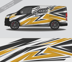 Obraz premium Car wrap decal design vector, custom livery race rally car vehicle sticker and tinting.