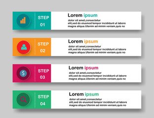 Vector infographics design template on the white background,diagram, annual report, web design. Business concept with 4 step, steps or processes.