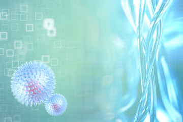 virus concept, abstract biology background, blurred background and coronavirus virus model