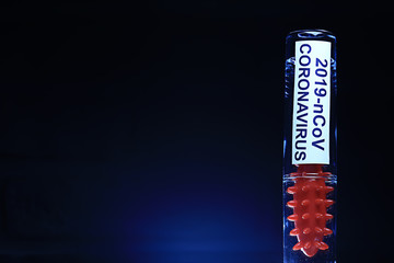 concept test coronavirus covid-19, biohazard, chemical hazard, laboratory imitation