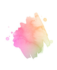 Beautiful watercolor colorful brush. Colorful smear brush isolated on white background