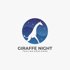 Vector Logo Illustration Giraffe Negative space Style.