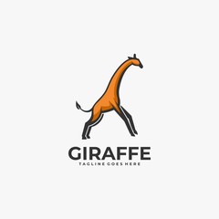 Vector Logo Illustration Giraffe Jump Mascot Cartoon Style.