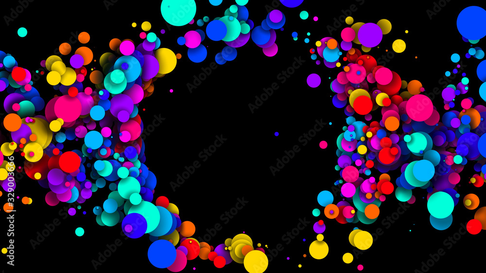 Poster abstract simple background with beautiful multi-colored circles or balls in flat style like paint bu