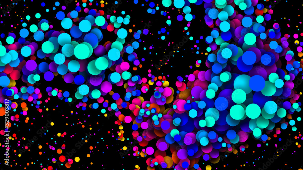 Poster abstract simple background with beautiful multi-colored circles or balls in flat style like paint bu