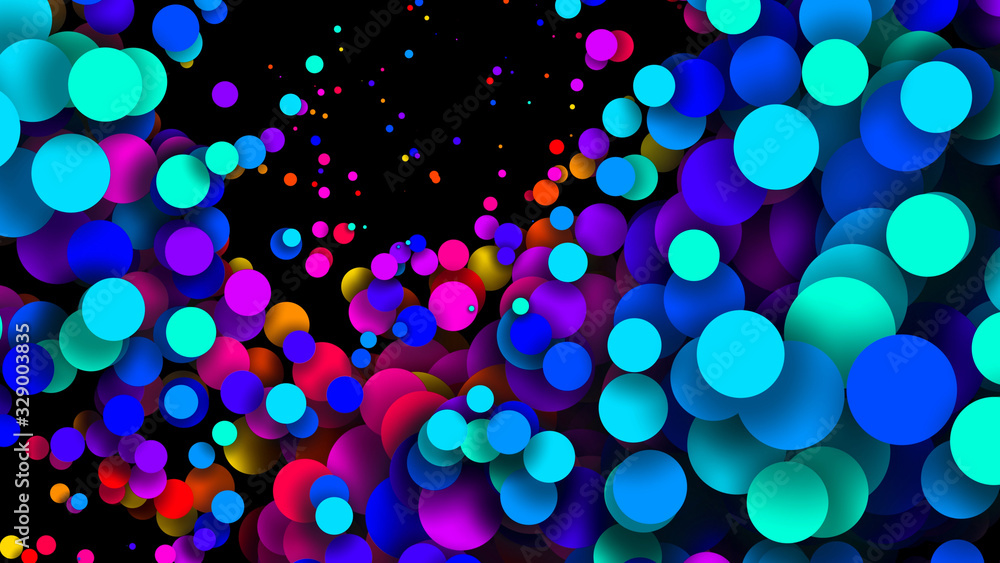 Poster abstract simple background with beautiful multi-colored circles or balls in flat style like paint bu