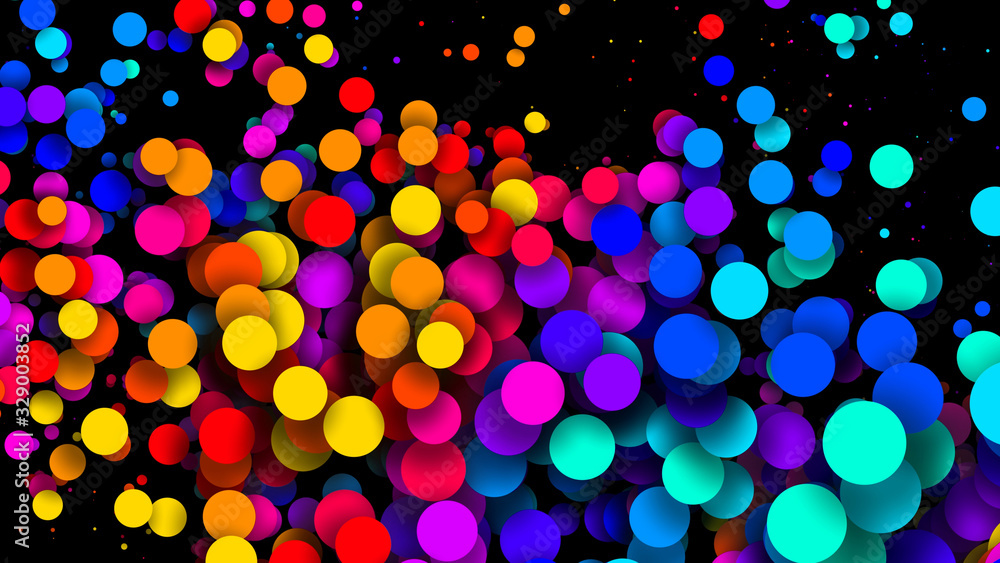 Poster abstract simple background with beautiful multi-colored circles or balls in flat style like paint bu