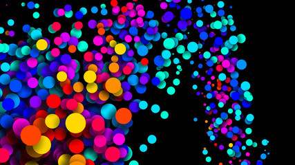 Abstract simple background with beautiful multi-colored circles or balls in flat style like paint bubbles in water. 3d render of particles, colored paper applique. Creative design background 21