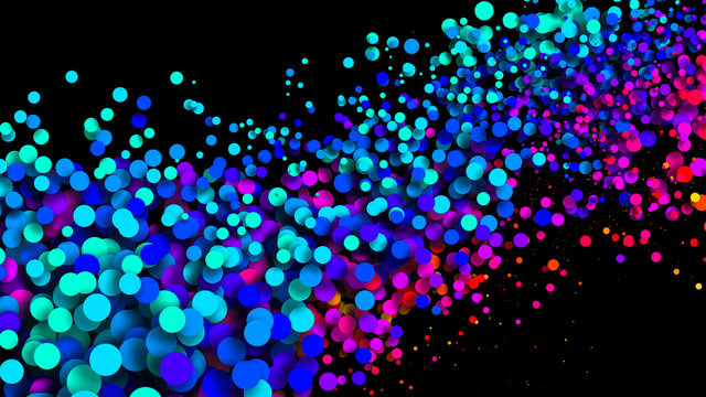 Abstract simple background with beautiful multi-colored circles or balls in flat style like paint bubbles in water. 3d render of particles, colored paper applique. Creative design background 27