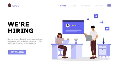Hiring and Recruitment Vector Illustration Concept, Suitable for web landing page, ui,  mobile app, editorial design, flyer, banner, and other related occasion