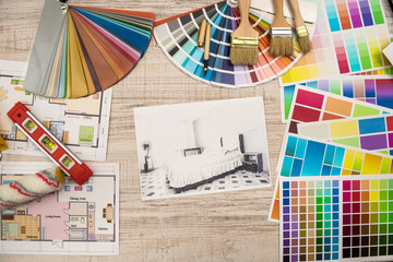 modern drawing pencil sketch of a room. Interior design projects concept