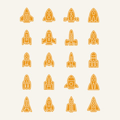 Set of space ship rockets future icons