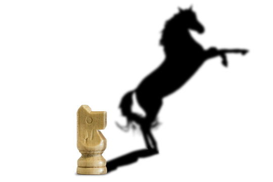 White knight with an art shadow isolated on white background.