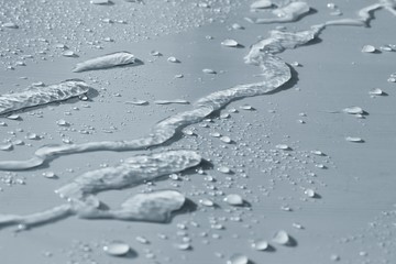 water drops on metal surface