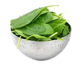 Spinach isolated on white background (close-up shot)