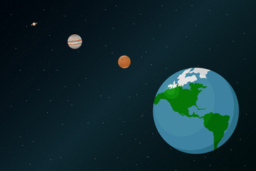 View of planet Earth from outer space. Vector illustration.