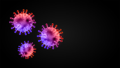 Corona virus 3d realistic vector in dark background. coronaviruses cell, wuhan virus disease. Perfect for banner information, flyer, poster, etc. Vector illustration