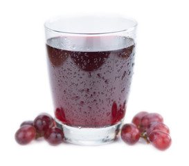 Some Red Grape Juice isolated on white (selective focus)