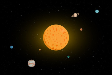 Plakat Planetary system of Sun. Vector illustration.