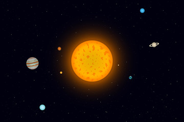 Planetary system of Sun. Solar system planets. Vector illustration.