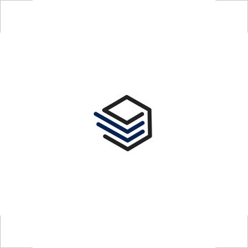 abstract lines box logo cube design dash