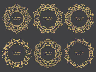 A set of circular frames with space for text.