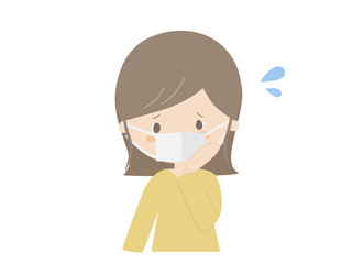 Worried woman wearing mask