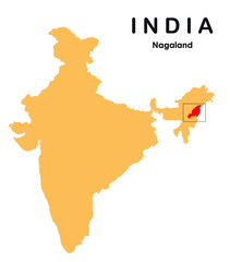 Nagaland in India map. Nagaland map vector illustration