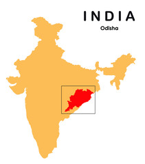Odisha in India map. Odisha map vector illustration