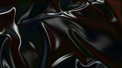 3D render beautiful folds of black silk in full screen, like a beautiful clean fabric background. Simple soft background with smooth folds like waves on a liquid surface. 91