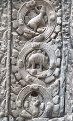 Bas-relief with dinosaur, Angkor Wat, Siem Reap, Cambodia