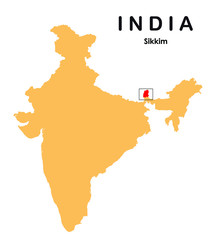 Sikkim in India map. Sikkim map vector illustration