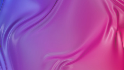 3D render beautiful folds of light silk with red blue gradient in full screen. Beautiful clean fabric background. Simple soft background with smooth folds like waves on a liquid surface.