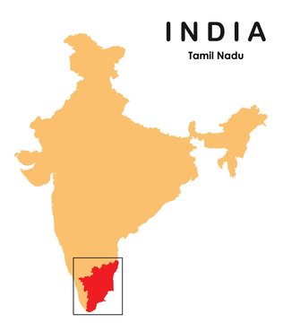 Tamil Nadu in India map