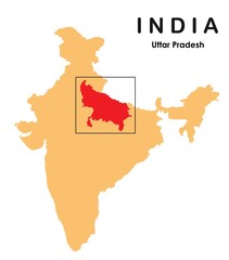 Uttar Pradesh in India map