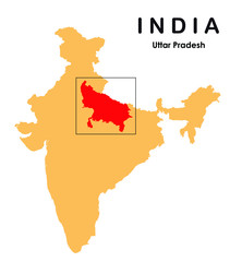 Uttar Pradesh in India map vector illustration