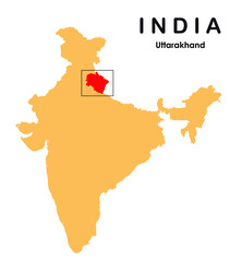 Uttarakhand in India map vector illustration
