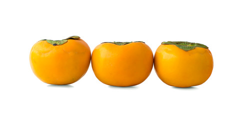 Three persimmons fruit  an isolated on a white background