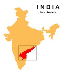 Andhra Pradesh in India map. Andhra pradesh map vector illustration.